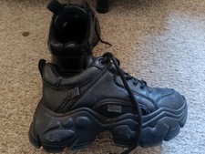 Buffalo Platform Trainers Shoes Women's Size EU 36 UK 3 Black Leather Used