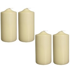 4 PACK 90 Hr Burn Large Big Thick Wide Ivory Cream Church Altar Pillar Candle