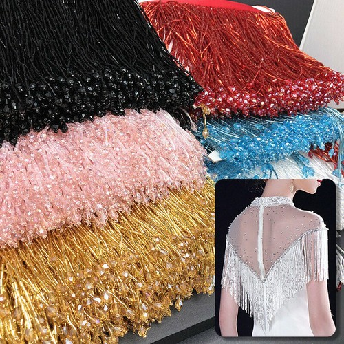Beaded glass tube - tube, fringe