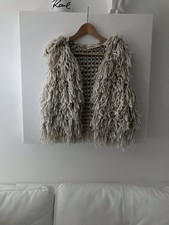 ZARA Chunky Knit Gilet Light Grey/Greysh White Size M