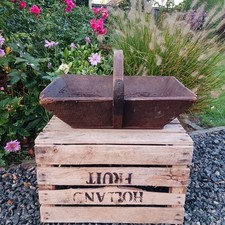 Beautiful Vintage French Large Rustic Wooden Garden Trug - Superb Display Piece