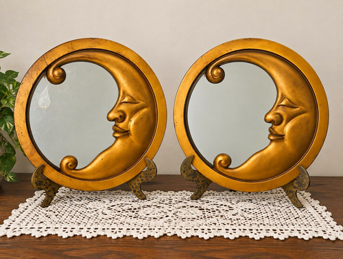 Pair vintage gold crescent - of,
