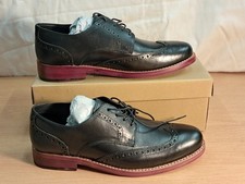 Pair Mens Black Leather Brogue Shoes Tecnic Wright GYW Wing TI - UK Size 11