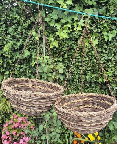 Pair rustic wicker rattan - pair,