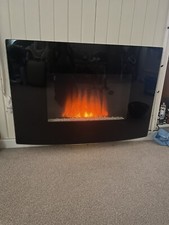 Curved Glass Wall Mounted Electric 700w Flame Effect Fire . 