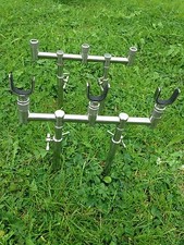 CARP FISHING STAINLESS GOAL POST BUZZ BAR SET 20-35CM BANK STICKS 3 X U RESTS