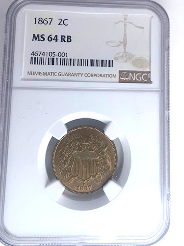 1867 two cent piece - ngc, ms