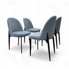 'Valent' Dining Chair Set of 4 Blue Velvet Metal Base Upholstered BRAND NEW