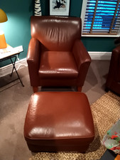 M&S Leather Chair and Footstool