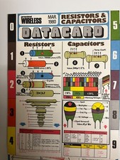 Practical Wireless  MARCH 1980 RESISTORS AND CAPACITORS INFO CARD VINTAGE
