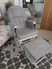 Kub Nursing Rocking/Glider Chair with Gliding Foot Stool Grey White