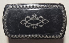 Antique Paper Mache Snuff Box with Hinged Lid Pill Box