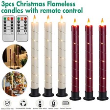 3pcs LED Flameless Taper Candles Battery Operated Fake Flickering Candlestick