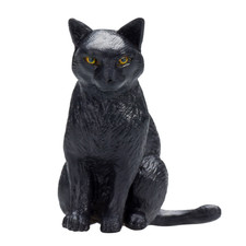 Cat Sitting Black Realistic Pet Toy Figurine True to Life Figure Highly Detailed
