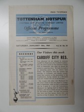 SPURS v CARDIFF CITY | 1963/1964 | RESERVES | 18 JAN 1964 | UK FREEPOST