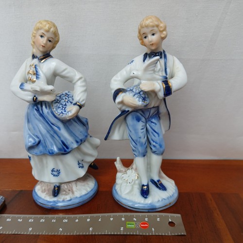 Blue and white ceramic woman - and,