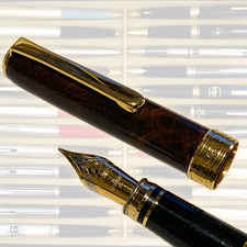 Diplomat Classic Lacquered Marbled Brown Medium Fountain Pen, Excellent Vintage.