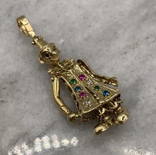 9 ct Gold CZ Articulated Clown