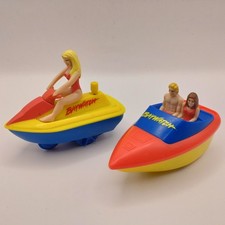 1997 Burger King Baywatch Two Classic Speedboats Moving Car Toy Figures Vintage