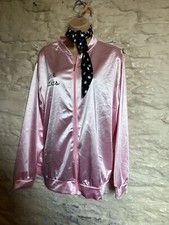 Pink Ladies Grease Pink Satin jacket And Scarf Outfit Costume  size M
