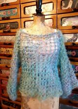 UK Designer Wool & Mohair mix Pastel knitted chunky cropped jumper 8/10