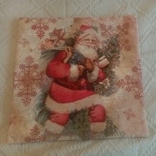 M&S Tapestry Vintage Style Christmas zip up Cushion Cover Santa clause 19"