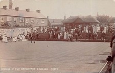 OPENING OF CREWKERNE BOWLING GREEN SOMERSET REAL PHOTO POSTCARD c.1911 YEOVIL