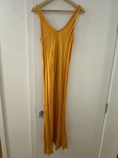 Ghost Palm Bias Cut Satin Slip dress Size L Sun Yellow Orange