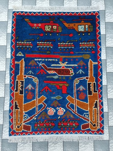 Vintage hand afghan war rug - hand,