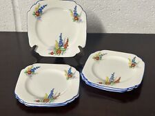 Six Lovely Vintage Art Deco Style Victoria C & E Bone China Tea Plates