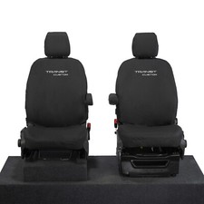 FORD TRANSIT CUSTOM EMBROIDERED FRONT SEAT COVERS (2013-2023) TAILORED BLACK 275
