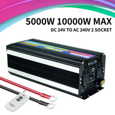 5000W 10000W Max Power Inverter DC 24V to 240V Car Converter with 2 Stocket +LCD