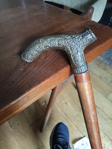Vintage brass walking cane - walking,