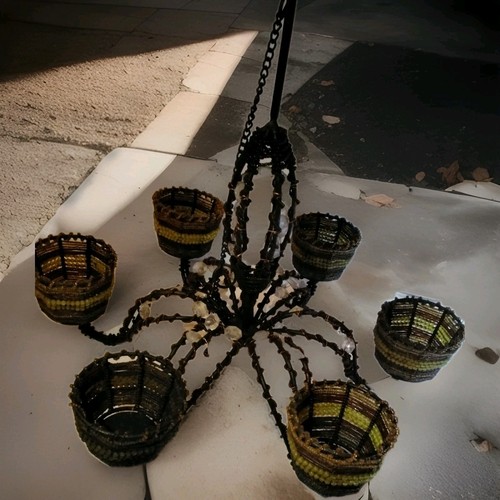 Vintage wrought iron votive - iron,