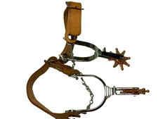 Childs horse stirrup set Wild West gun slinger,horse riding chrome/leather,gold