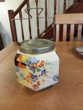 Art Deco Coronet Ware Parrot & Co Biscuit Barrel
