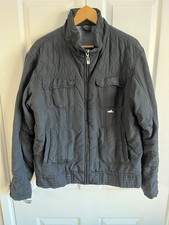 Atticus Men’s Quilted Jacket Black Size L Fleece Lined Zip Up Pockets Casual Coa