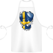 Gym Swedish Flag Ripped Muscles Sweden Cotton Apron 100% Organic