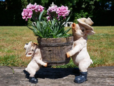 Pigs Planter Cute Plant Pot Farm Animal Garden Ornament Outdoor Decor
