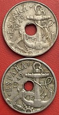 SPAIN 1949 50 CENTIMOS 2 x