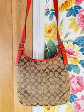 Coach Leather Shoulder Bag Crossbody Brown Signature Monogram Y2K Vintage