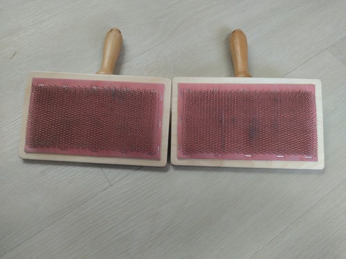 Pair wool carding brushes - wool,