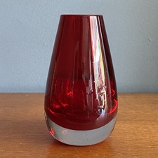 Vintage Whitefriars Ruby Red Glass Vase 12cm