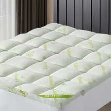10cm Bamboo Printed Mattress Topper Thick Single Double King Super All Sizes UK
