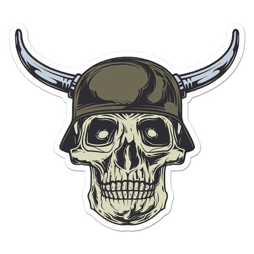 Skull helmet horns vinyl - skull, horns,
