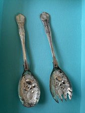 Silver Vintage Spoon & Fork EPNS Plate Salad Serving - Retro Chic Table Ware