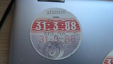 Rare Collectable old tax disc from MAR 88.......................................