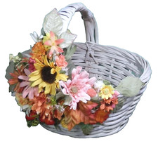 Large White Wicker Silk Flower