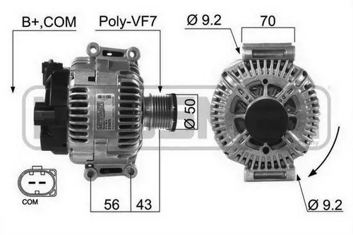 Alternator with freewheel belt