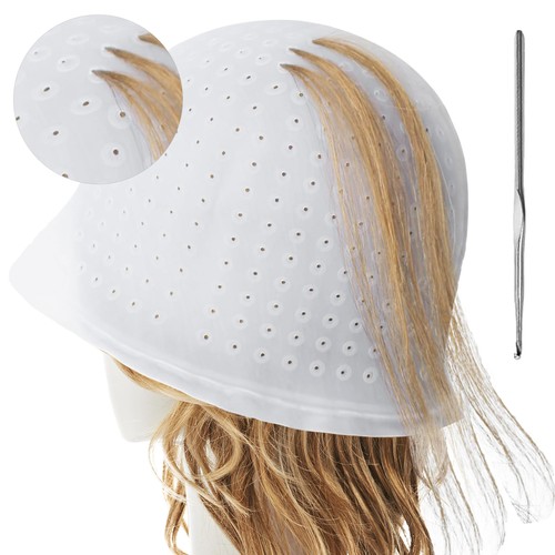 Hair highlighting cap and hook - and,